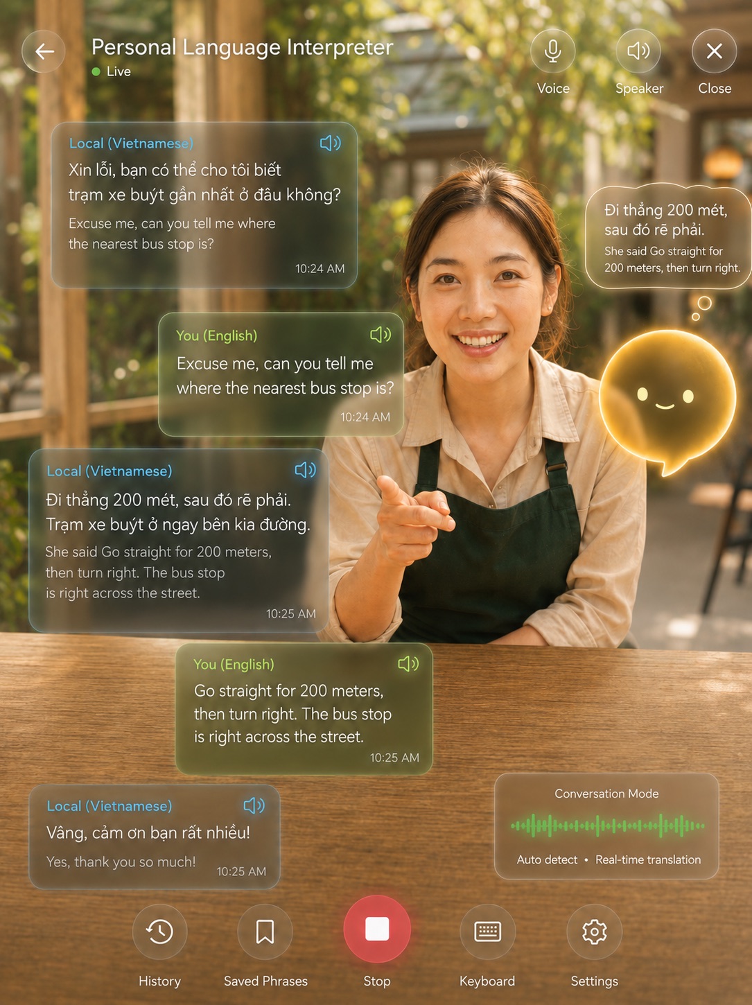 Globe Trotter personal language interpreter interface