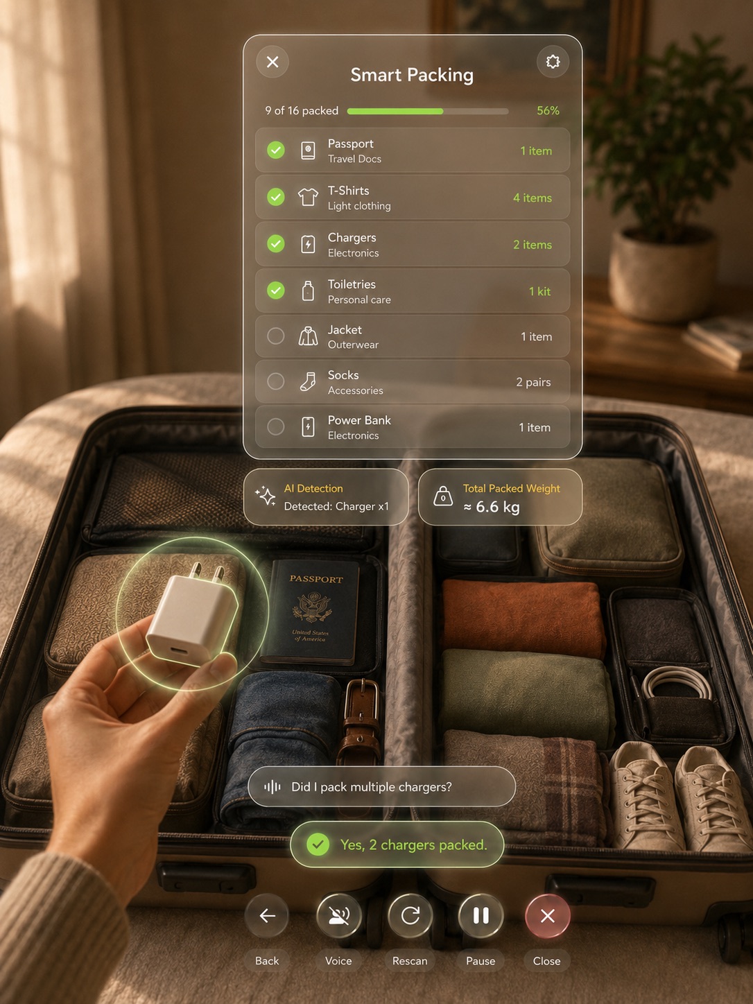Globe Trotter smart packing interface