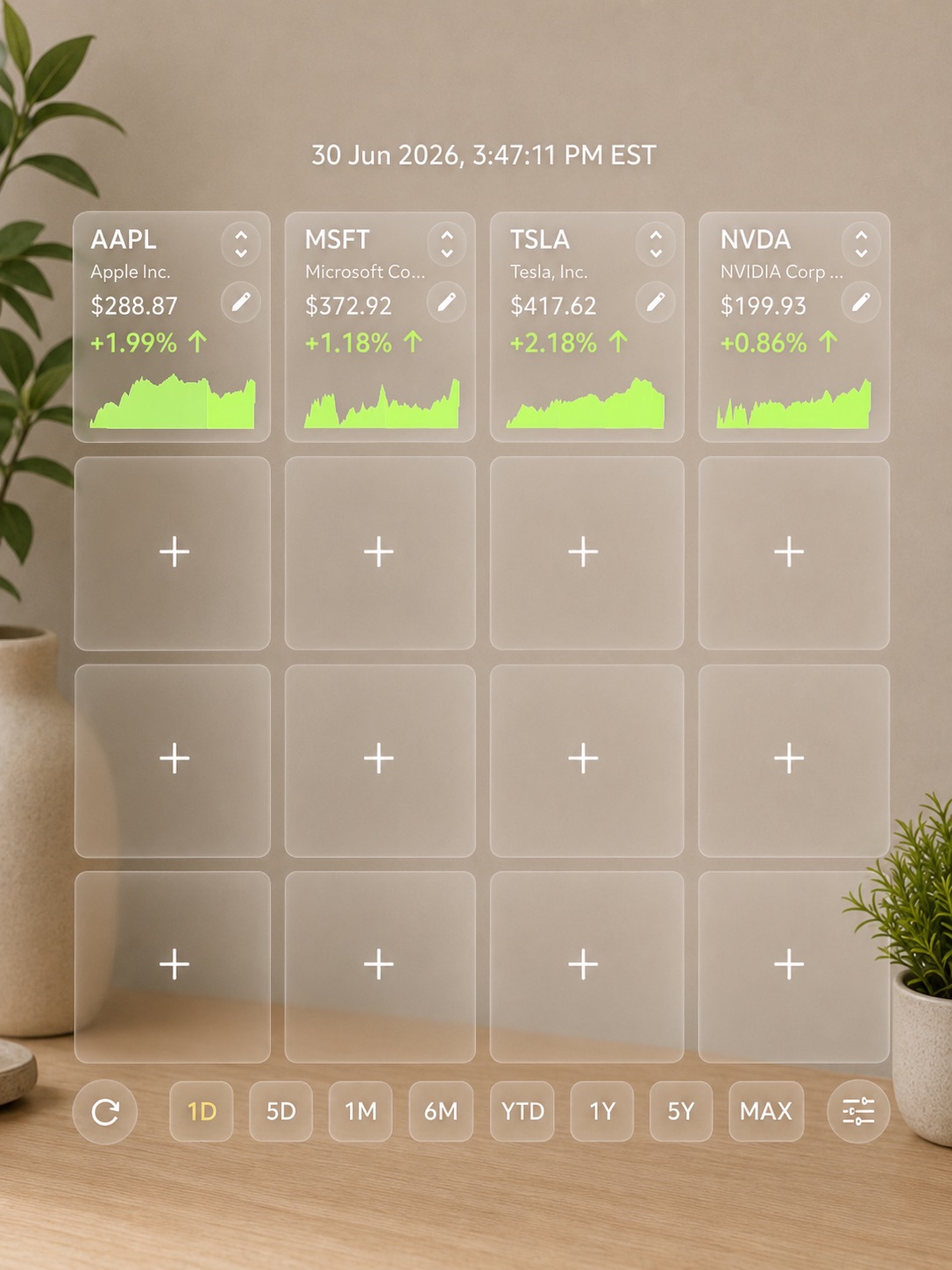 Work Desk multi-stock dashboard